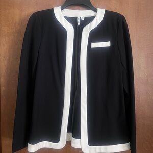 Elle Black Blazer with White Trim